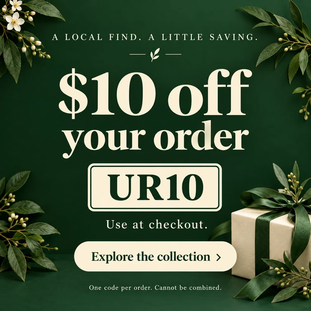 UR10 — $10 off once per order. One code per order; cannot be combined.